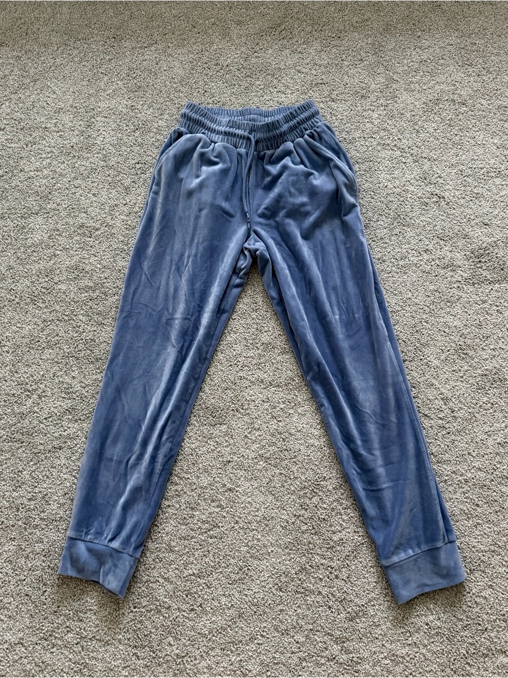 refuge Blue Straight Leg Velour Jogger Pants